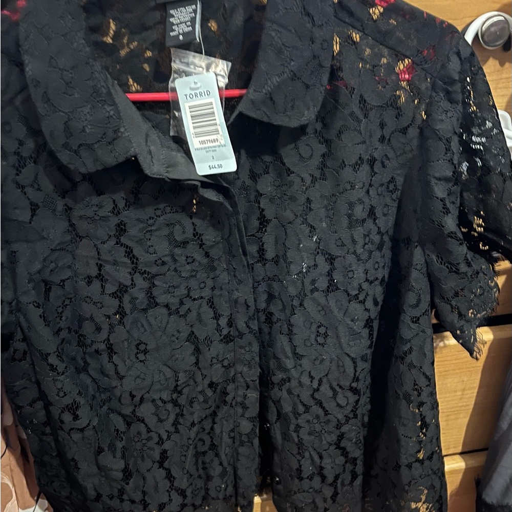 Torrid lace button down top 18/20
